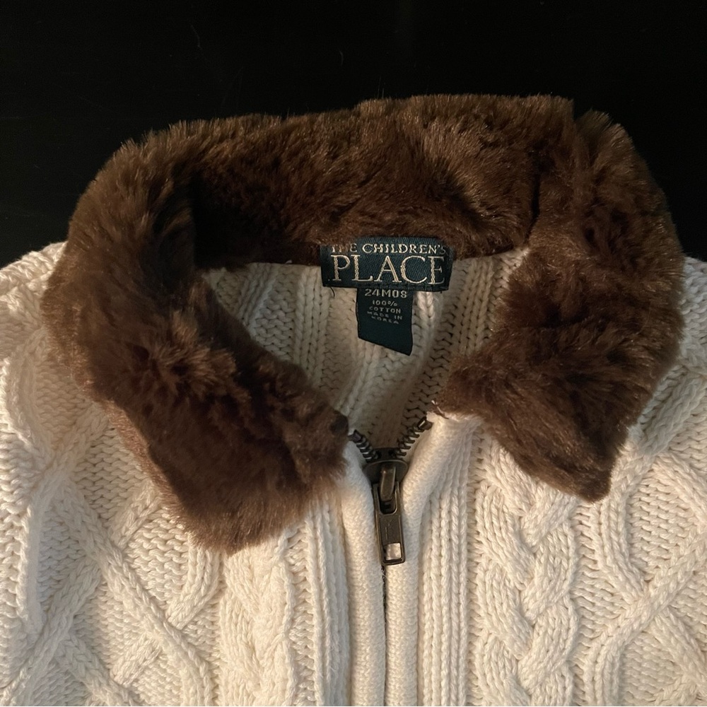 Vintage 90s Children’s Place Cable Knit Fur Sweater - Picture 2 of 5